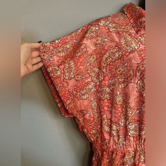 MPH coral paisley button up dress - Picture 4 of 8